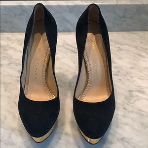 Charlotte Olympia Gold/ Black Dolly Platform